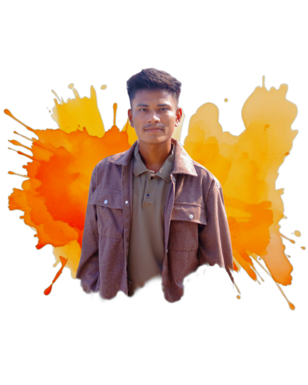 A man in a blue shirt with a happy expression
